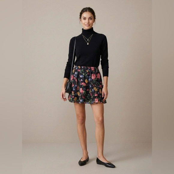 Generation Love Dresses & Skirts - Generation Love Black Floral Mini Skirt